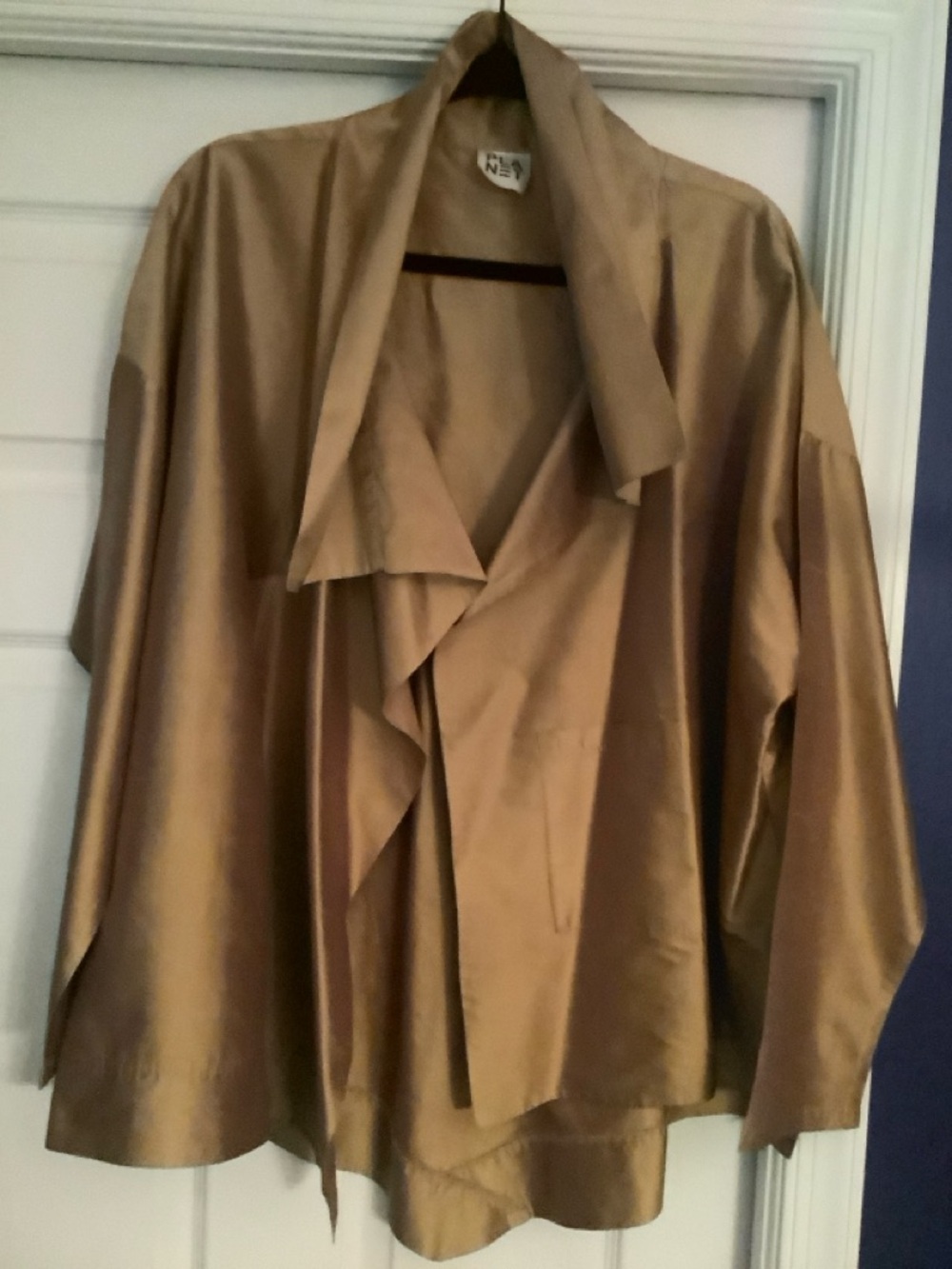 Planet Bronze Dupioni Silk Soft Draped Jacket OS